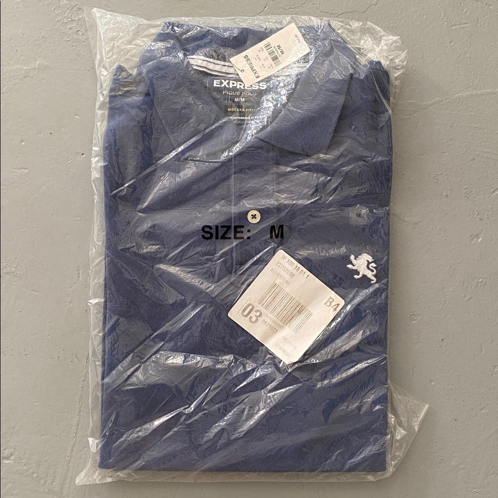 Express men’s M Bluestone pique polo short sleeve shirt NWT